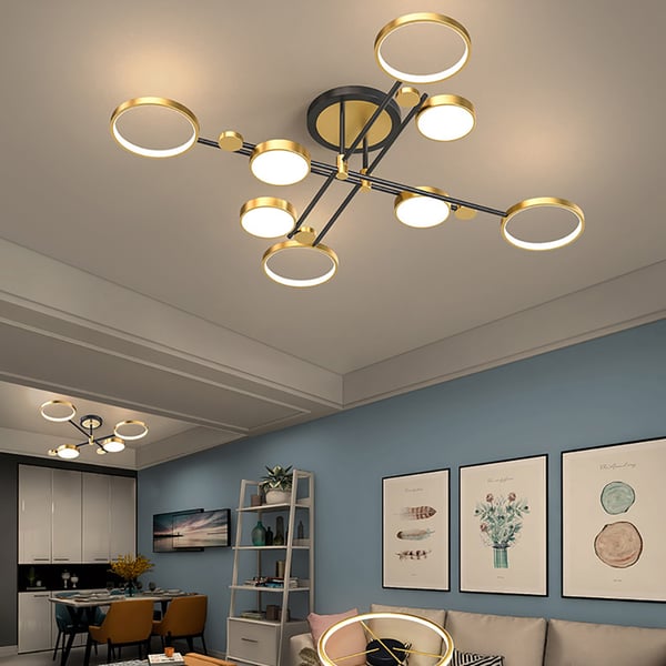 Semi Flush Mount Lighting Black LED Modern Ceiling Lights - view 10