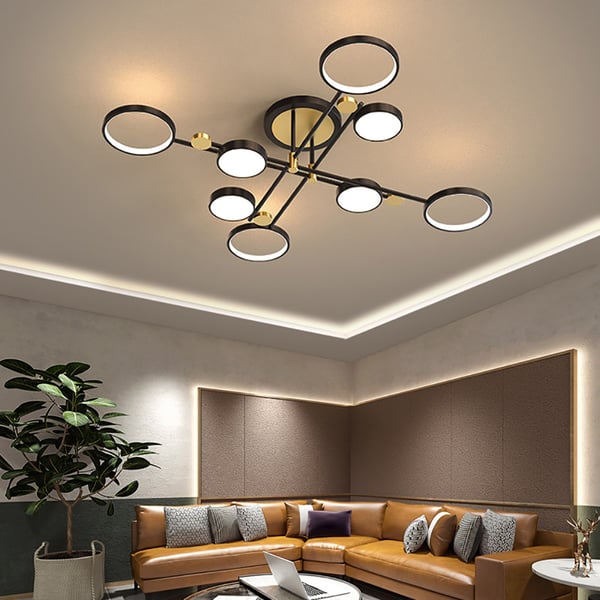 Semi Flush Mount Lighting Black LED Modern Ceiling Lights - view 12