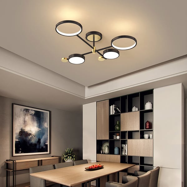 Semi Flush Mount Lighting Black LED Modern Ceiling Lights - view 5