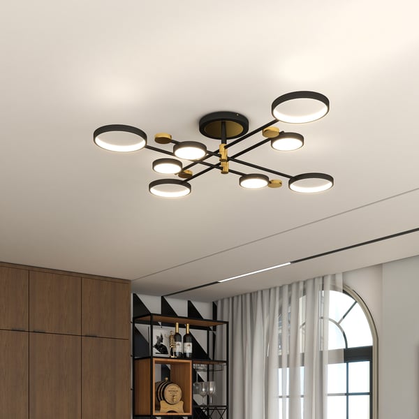 Semi Flush Mount Lighting Black LED Modern Ceiling Lights - view 6
