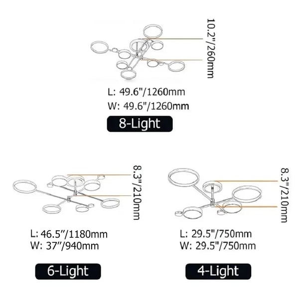 Semi Flush Mount Lighting Black LED Modern Ceiling Lights - view 8
