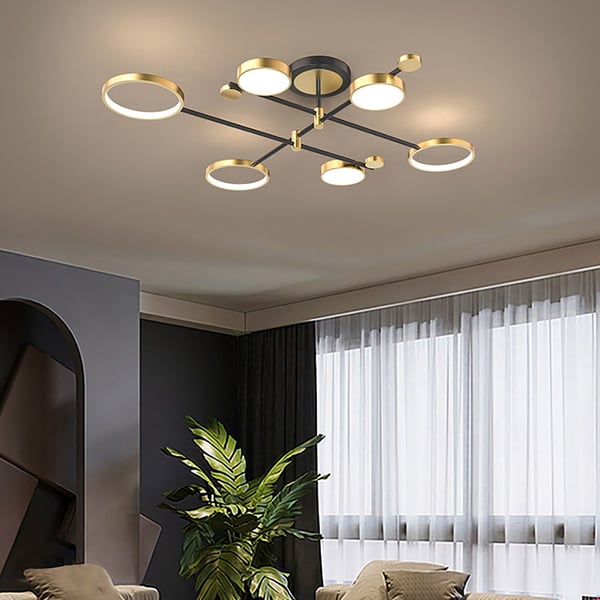 Semi Flush Mount Lighting Black LED Modern Ceiling Lights - view 9