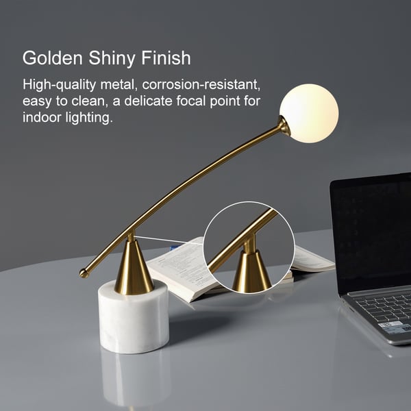 Globe LED Marble Base Modern Desk Lamp With White Glass Shade - view 2