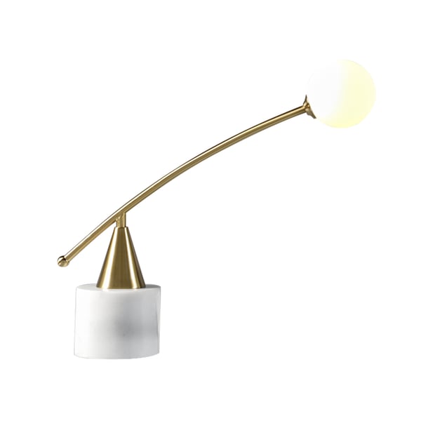 Globe LED Marble Base Modern Desk Lamp With White Glass Shade - view 5