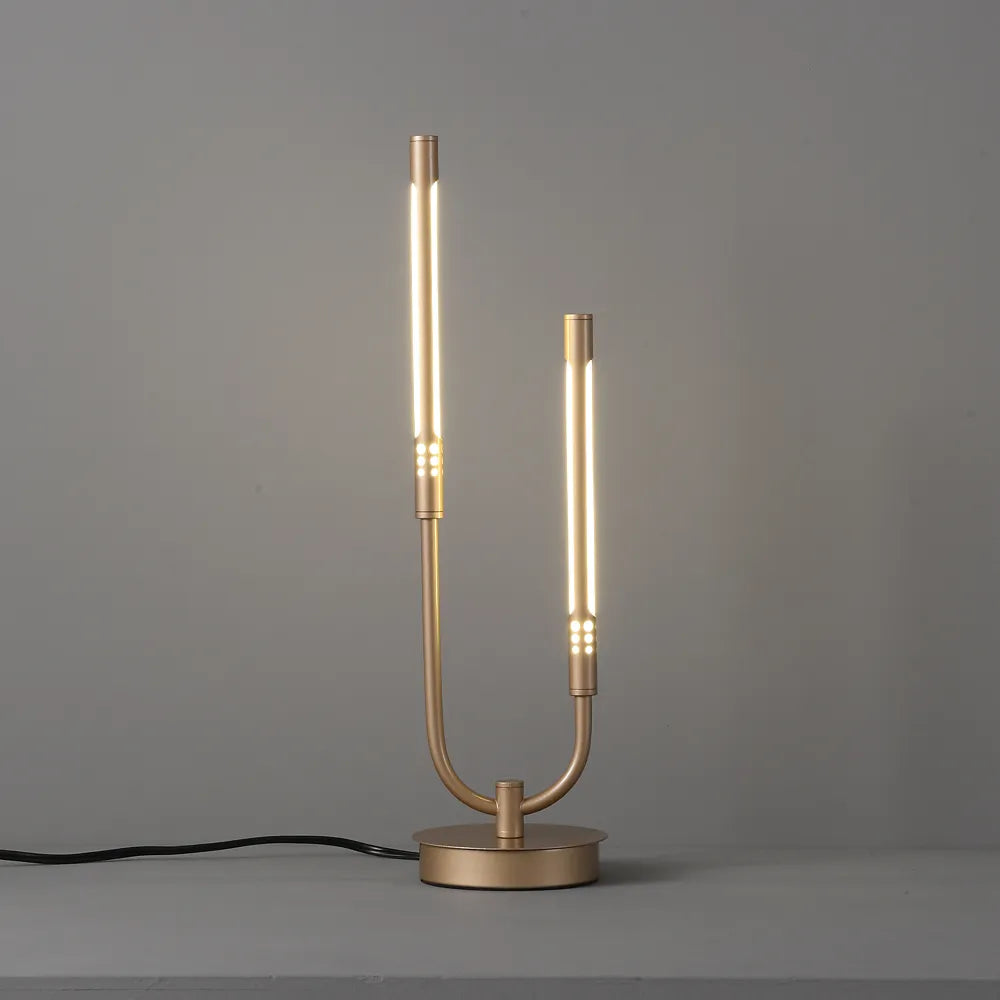 LED Gold 2-Light U-Shaded Candle-Stick Modern Table Lamp - view 1