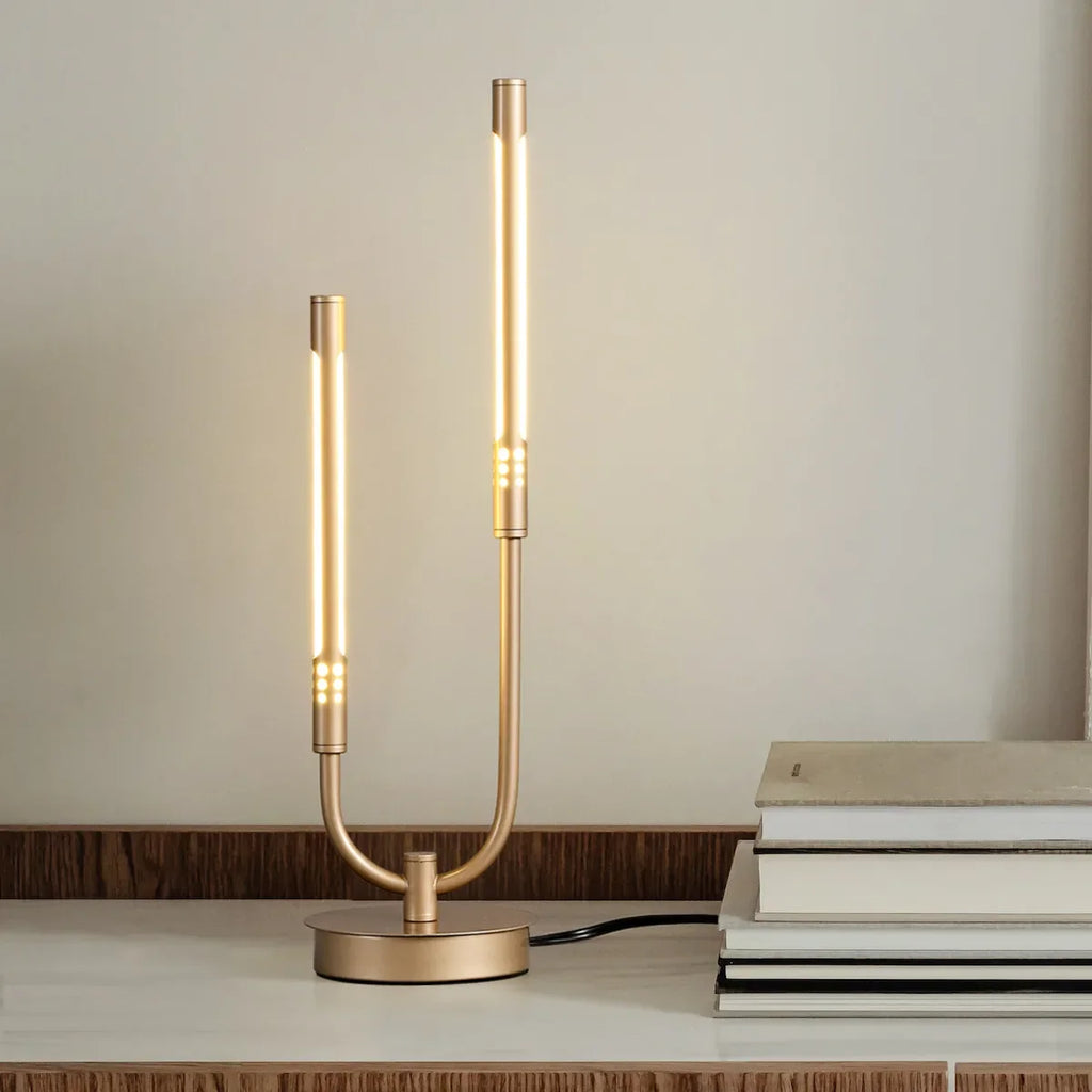 LED Gold 2-Light U-Shaded Candle-Stick Modern Table Lamp - view 2