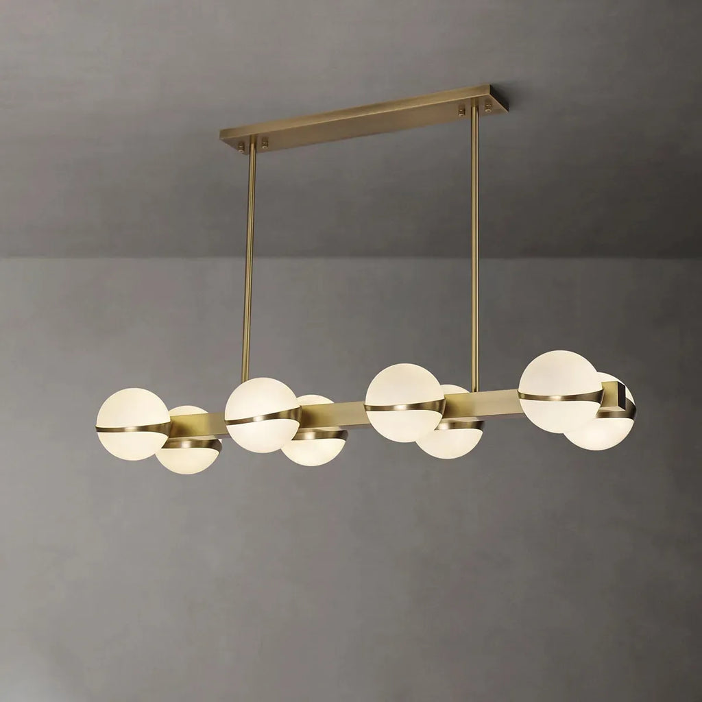 Double-Row Globe Glass and Brass Island Chandelier - view 1