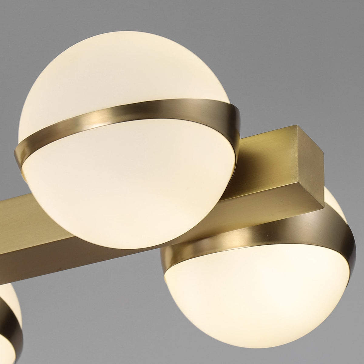 Double-Row Globe Glass and Brass Island Chandelier - view 3