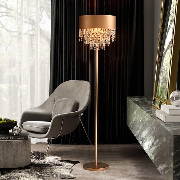 Glam Multiple Light LED Crystal Minimalist Gold Floor Lamp - view 2