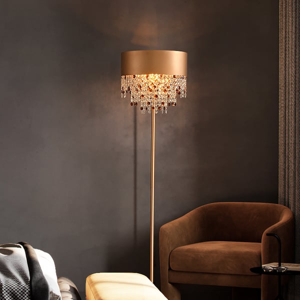 Glam Multiple Light LED Crystal Minimalist Gold Floor Lamp - view 3