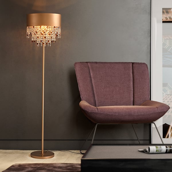 Glam Multiple Light LED Crystal Minimalist Gold Floor Lamp - view 4