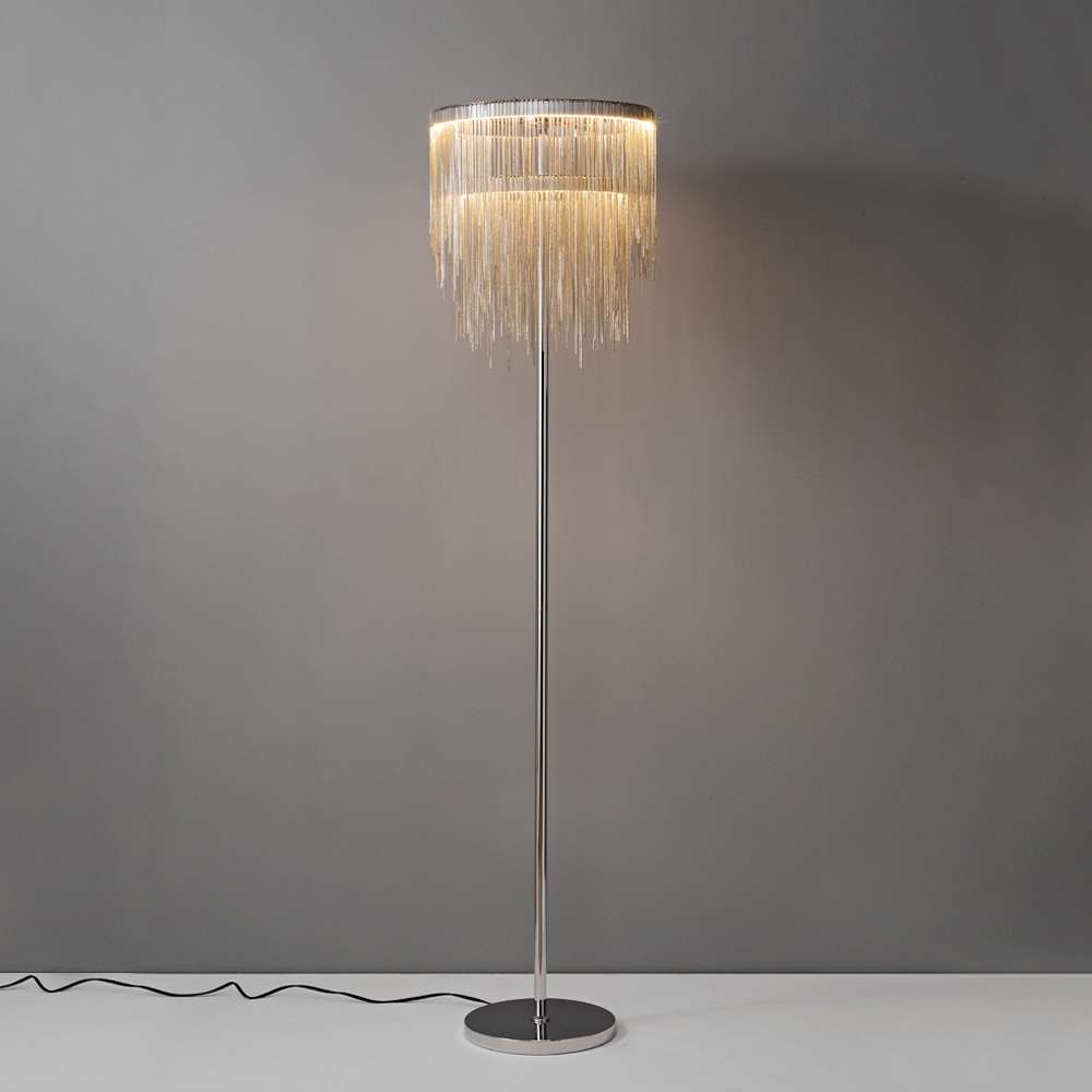 Chrome Tassel Round Shade Minimalist LED Floor Lamp - view 1