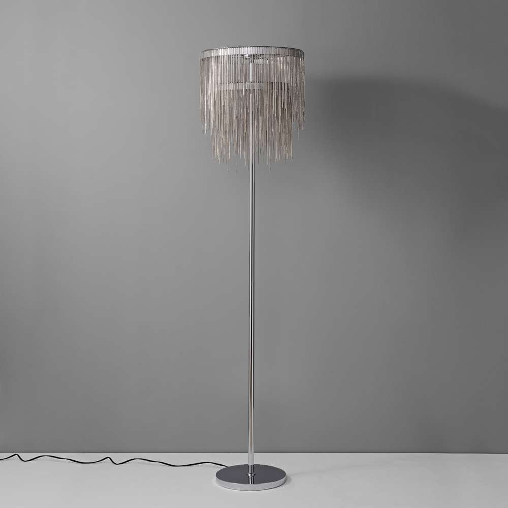 Chrome Tassel Round Shade Minimalist LED Floor Lamp - view 2