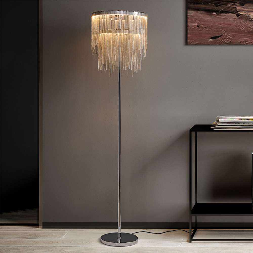 Chrome Tassel Round Shade Minimalist LED Floor Lamp - view 3