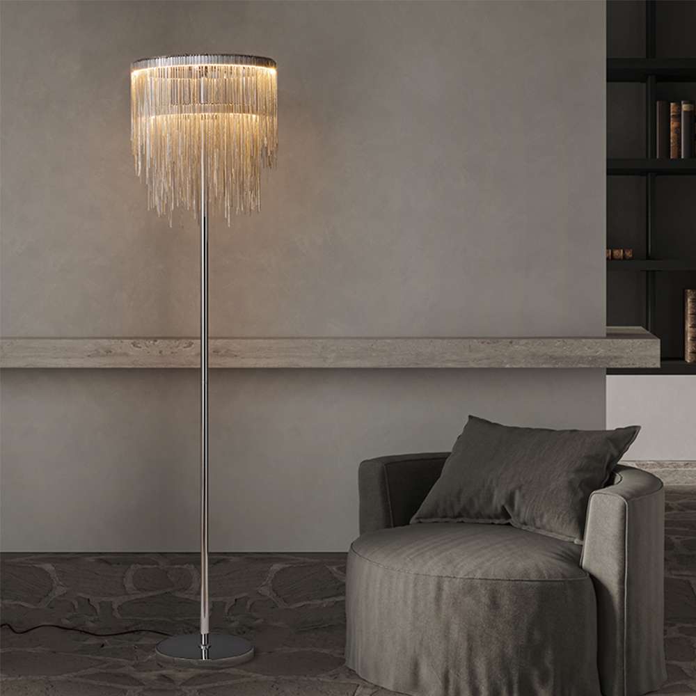Chrome Tassel Round Shade Minimalist LED Floor Lamp - view 5