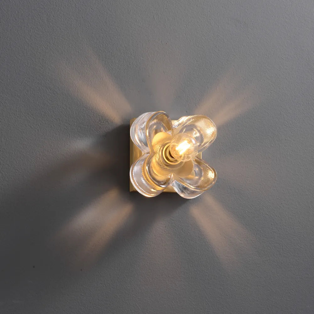Brass And Clear Glass Floral Shade Modern Wall Lighting - view 1