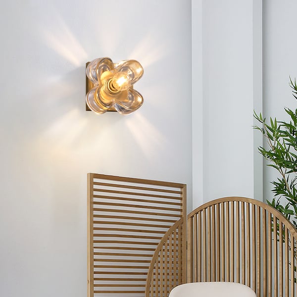Brass And Clear Glass Floral Shade Modern Wall Lighting - view 2