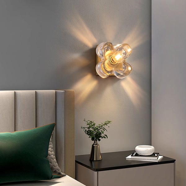 Brass And Clear Glass Floral Shade Modern Wall Lighting - view 3