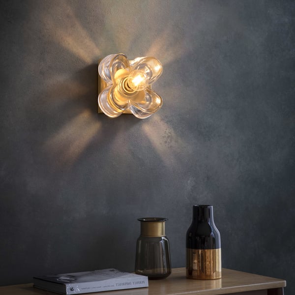 Brass And Clear Glass Floral Shade Modern Wall Lighting - view 5