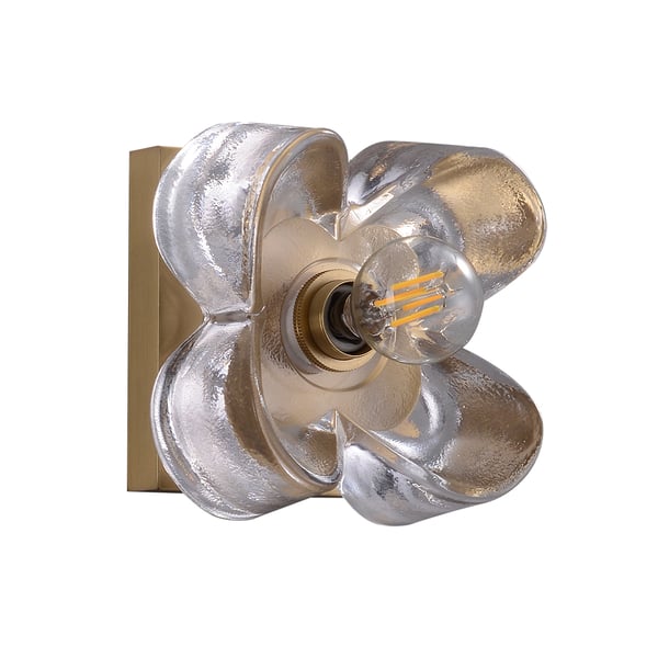 Brass And Clear Glass Floral Shade Modern Wall Lighting - view 7