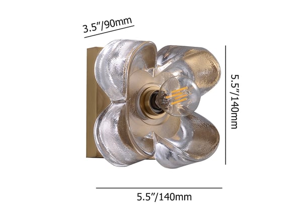 Brass And Clear Glass Floral Shade Modern Wall Lighting - view 8