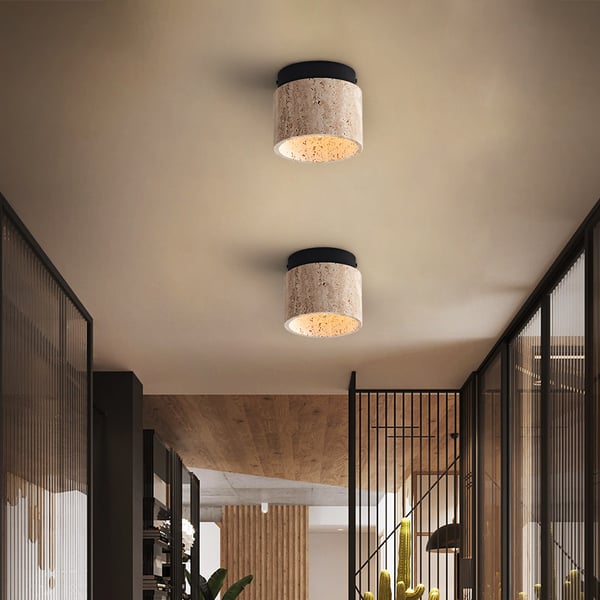 Travertine Modern LED Round Flush Mount Ceiling Light - view 2