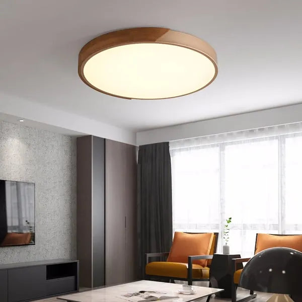 Nordic Flush Mount Wood Round LED Ceiling Lights Modern - view 1