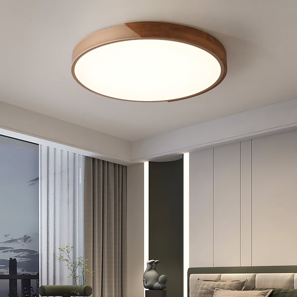 Nordic Flush Mount Wood Round LED Ceiling Lights Modern - view 2