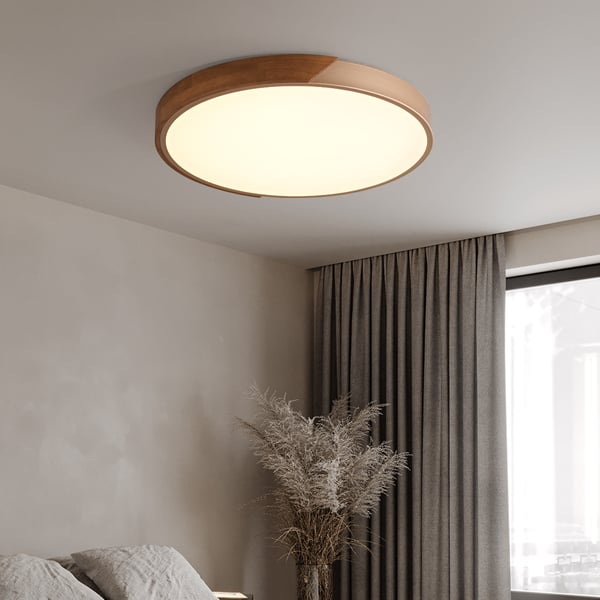 Nordic Flush Mount Wood Round LED Ceiling Lights Modern - view 3