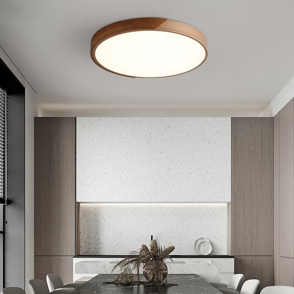 Nordic Flush Mount Wood Round LED Ceiling Lights Modern - view 4
