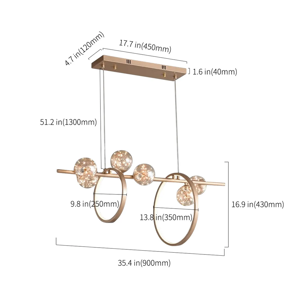 Bubi Gold Amber Glass Bubble LED Island Light Fixtures - view 7
