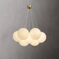 Craft Alabaster Brass And Opal Globe Marble Chandelier - view 1