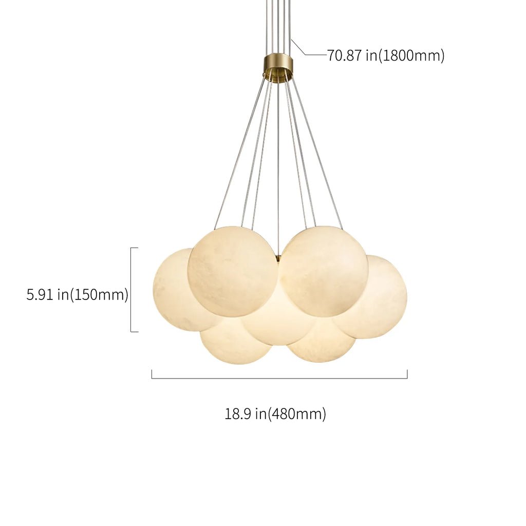 Craft Alabaster Brass And Opal Globe Marble Chandelier - view 4