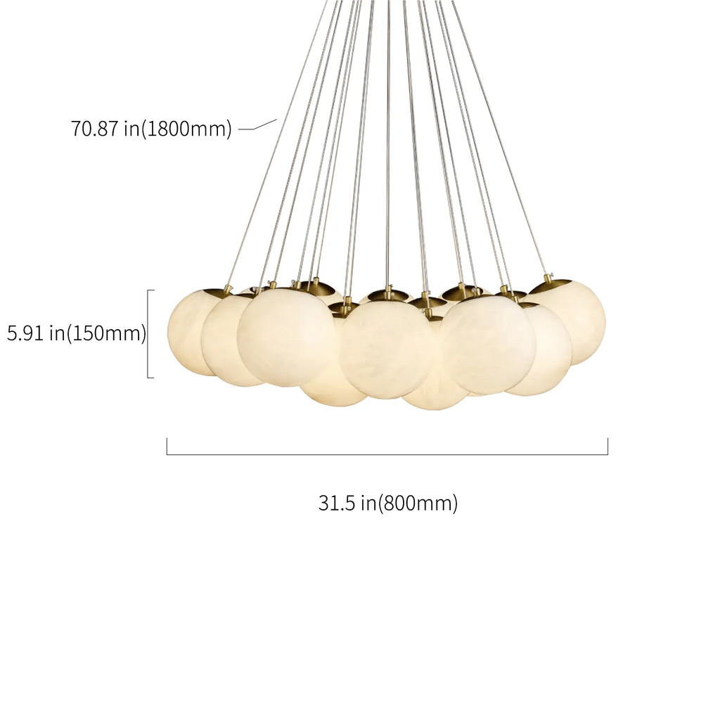 Craft Alabaster Brass And Opal Globe Marble Chandelier - view 5