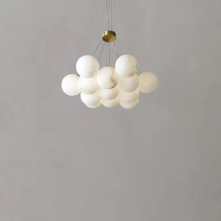 Craft Alabaster Brass And Opal Globe Marble Chandelier - view 6