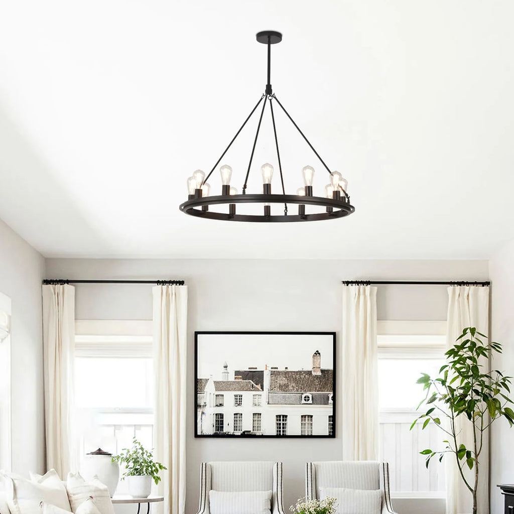 Milla 12-Light Clear Glass 38" Dia Round LED Chandelier - view 3