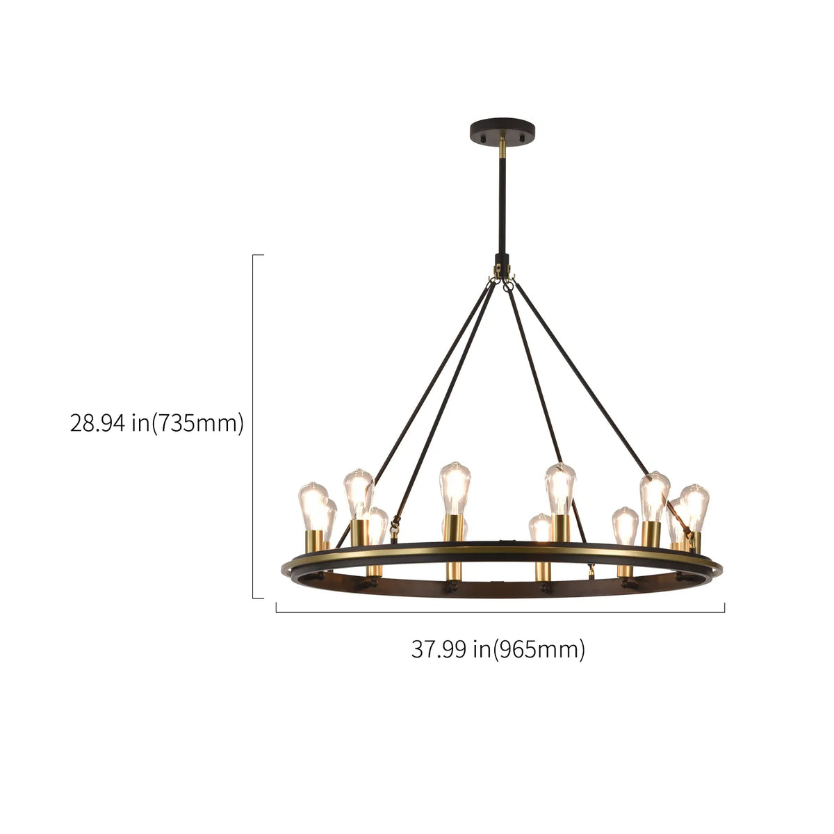 Milla 12-Light Clear Glass 38" Dia Round LED Chandelier - view 7