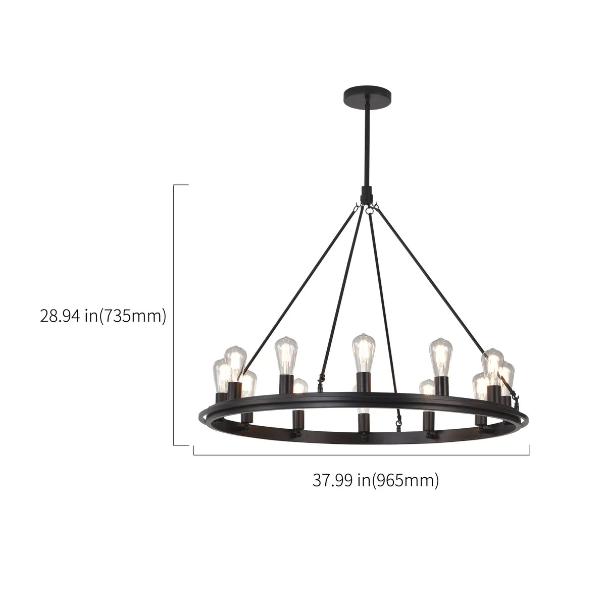 Milla 12-Light Clear Glass 38" Dia Round LED Chandelier - view 8