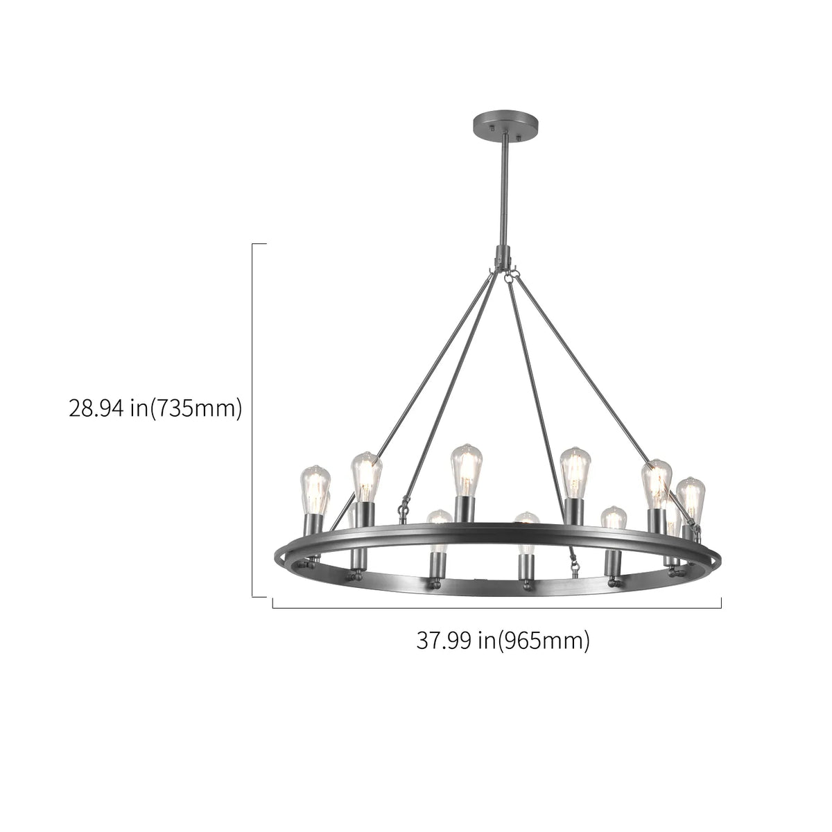 Milla 12-Light Clear Glass 38" Dia Round LED Chandelier - view 9