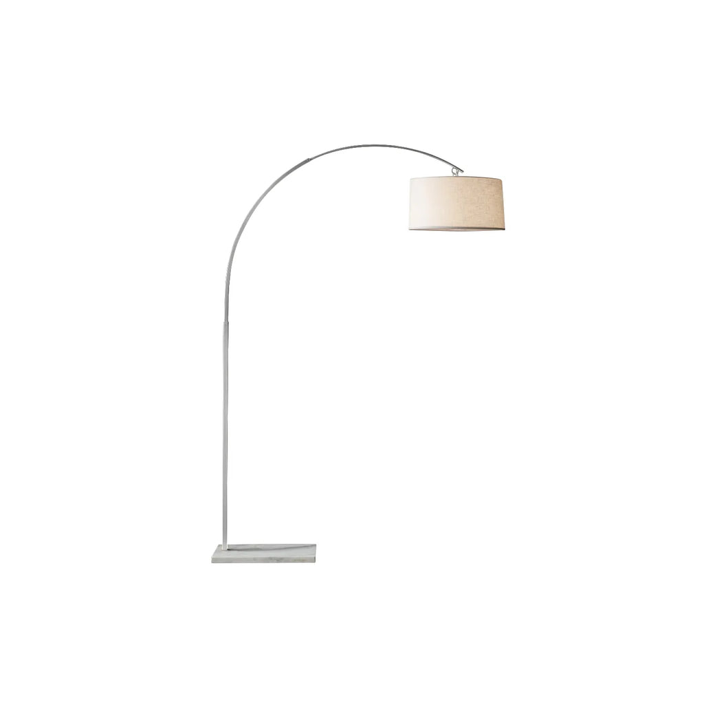 White Round Drum Shade Rectangular Marble Base Arc Floor Lamp - view 4