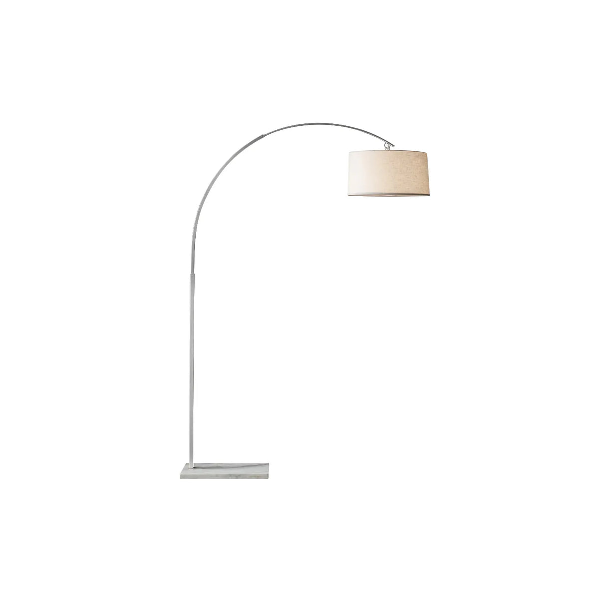 White Round Drum Shade Rectangular Marble Base Arc Floor Lamp - view 4