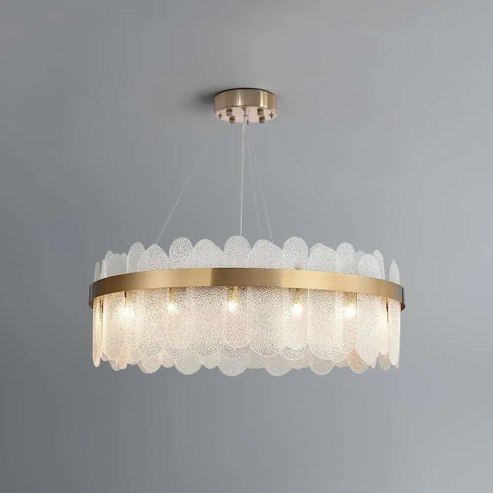 Revel Round Tiered Gold And Clear Glass Chandelier - view 1