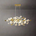 Ginkgo Leaves Metal Gold And White 6-Light Chandelier - view 1