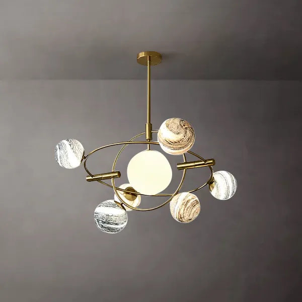 Creative Modern Brass Rotating Planet Round Chandelier - view 1