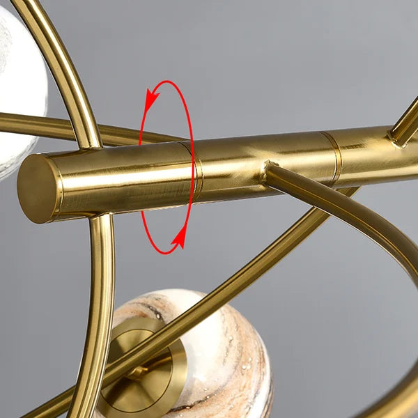 Creative Modern Brass Rotating Planet Round Chandelier - view 4