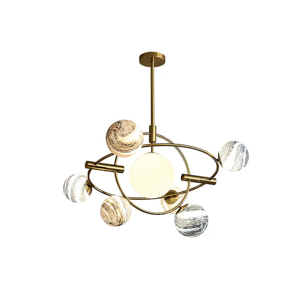 Creative Modern Brass Rotating Planet Round Chandelier - view 7