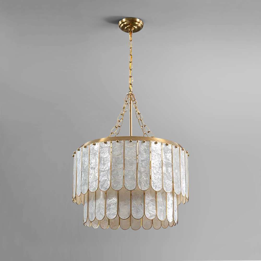Madelyn Modern 5-Light Round Faceted Capiz Chandelier - view 2