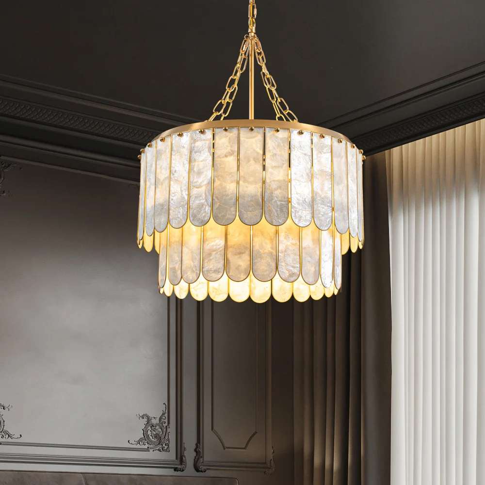 Madelyn Modern 5-Light Round Faceted Capiz Chandelier - view 3