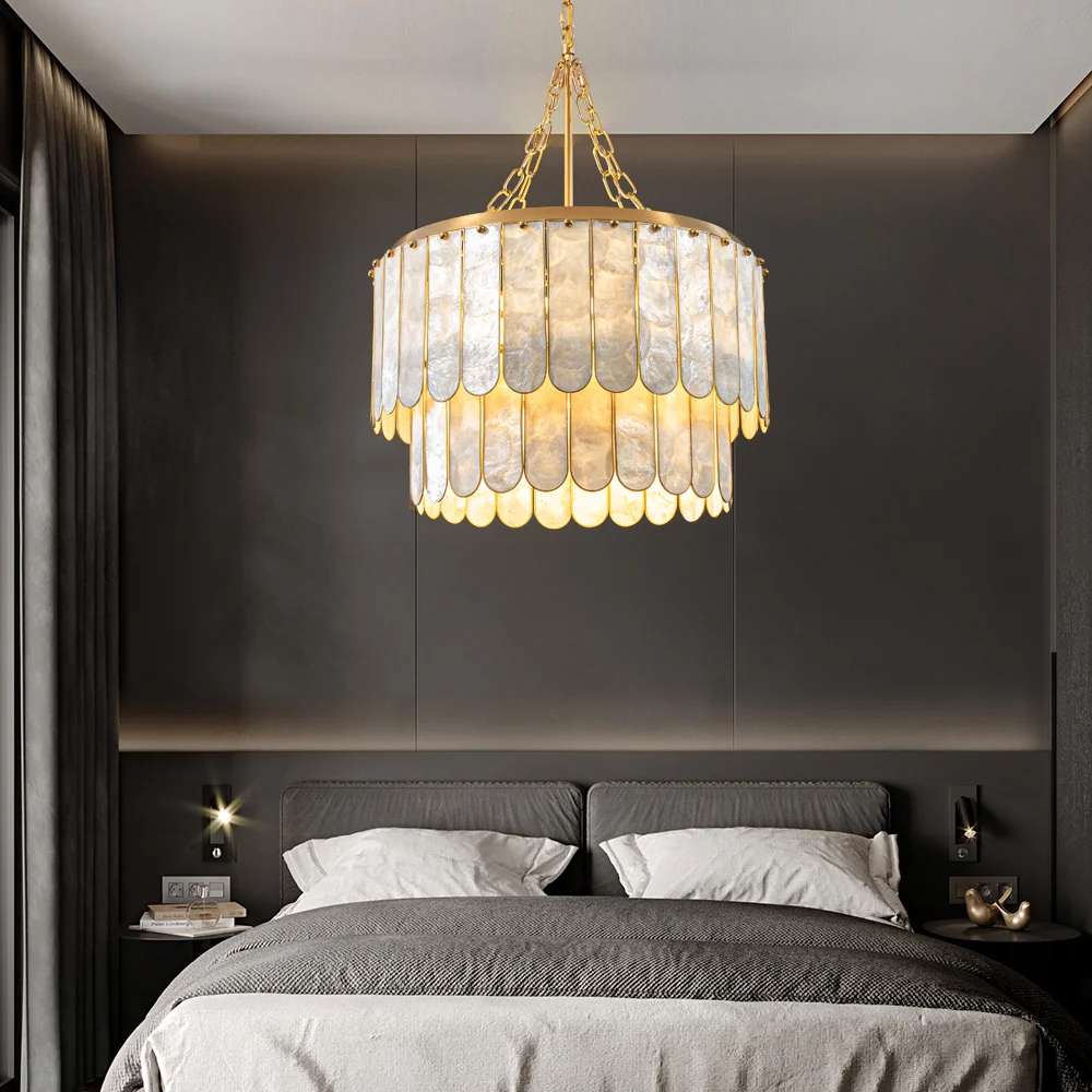 Madelyn Modern 5-Light Round Faceted Capiz Chandelier - view 4