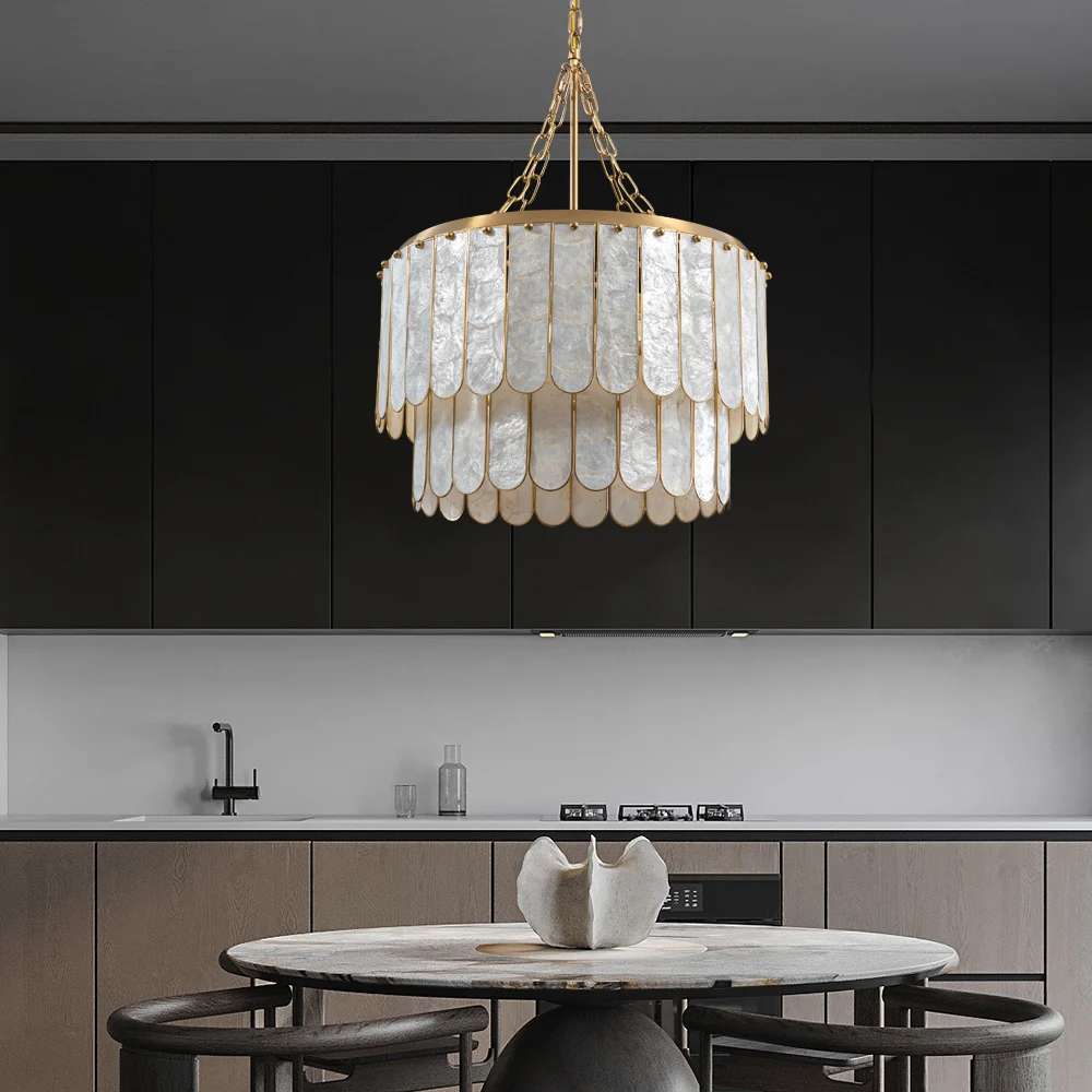 Madelyn Modern 5-Light Round Faceted Capiz Chandelier - view 5